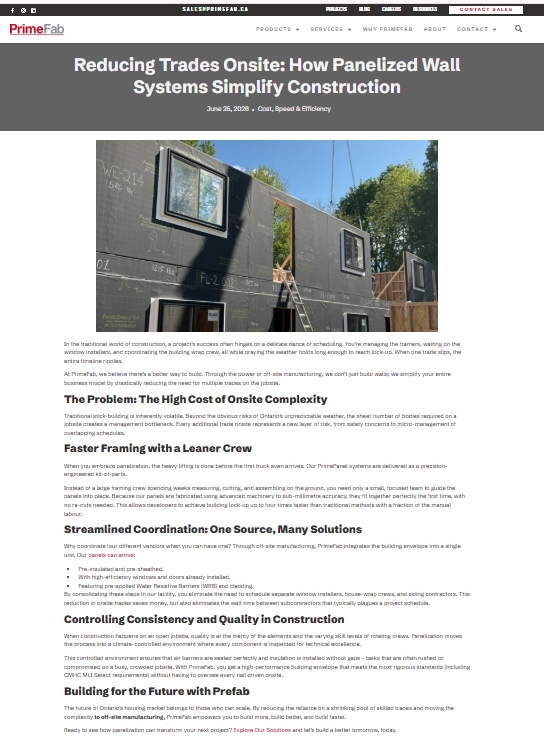 screenshot of PrimeFab Prefabricated Construction