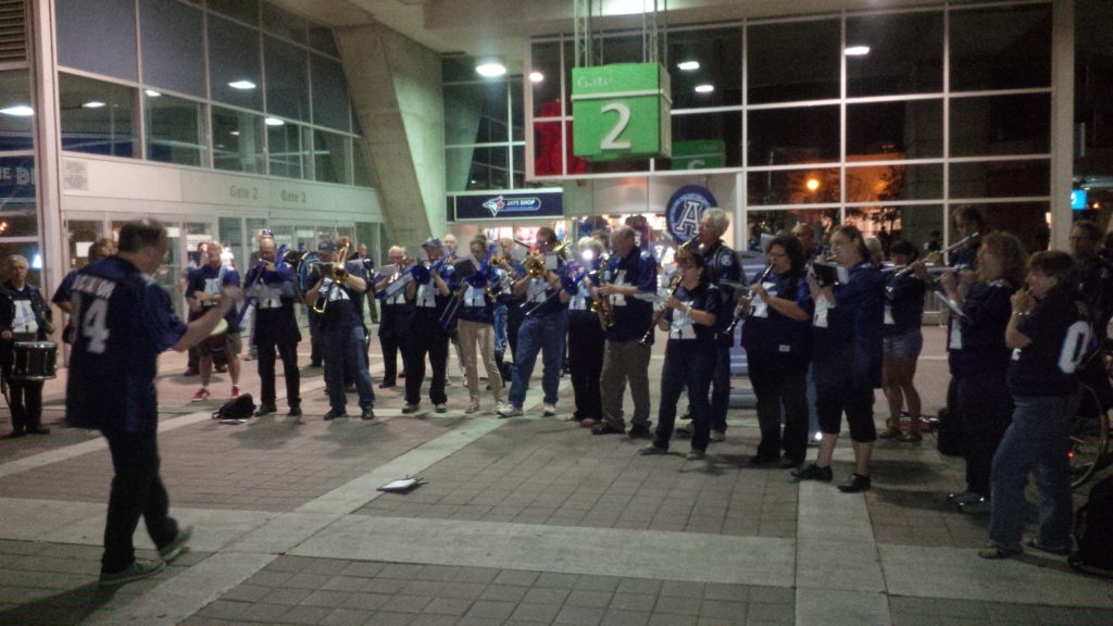 the band plays outside gate 2